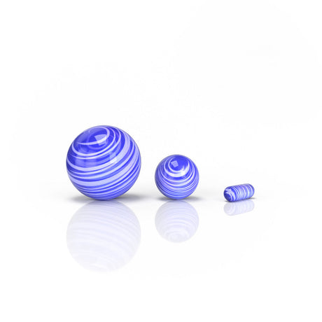 Honeybee Herb Dab Marble Sets in Blue, Assorted Sizes on Reflective Surface
