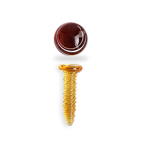 Honeybee Herb Dab Screw Set in Amber, Borosilicate Glass, Ideal for Dab Rigs, Front View
