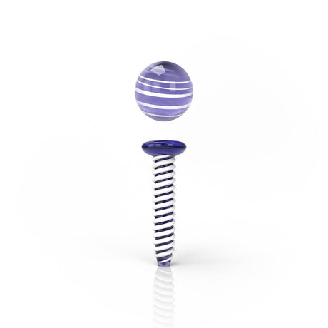 Honeybee Herb Dab Screw Set in Blue Stripes - Borosilicate Glass Terp Tool for Rigs