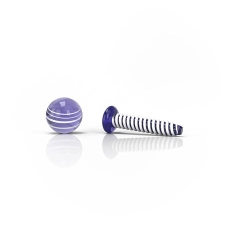 Honeybee Herb Dab Screw Set in blue, featuring borosilicate glass, for dab rigs - front view