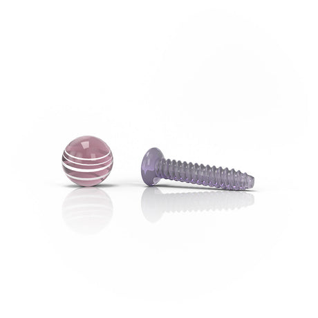Honeybee Herb Dab Screw Sets in purple, front view on seamless white background, borosilicate glass, for dab rigs