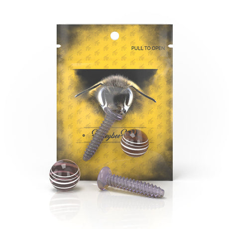 Honeybee Herb Dab Screw Sets in Lilac, Borosilicate Glass Terp Tools for Dab Rigs, Front View