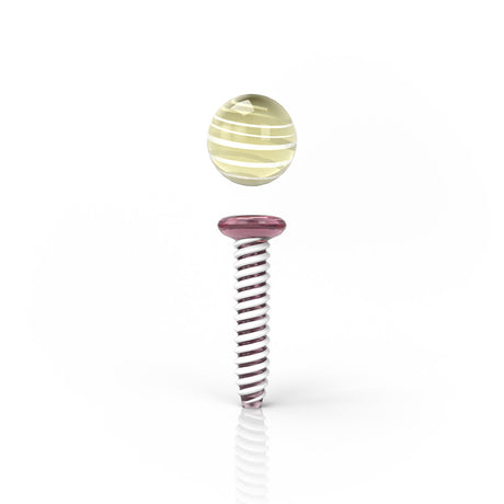 Honeybee Herb Dab Screw in Amber & White Stripe, Borosilicate Glass, Front View