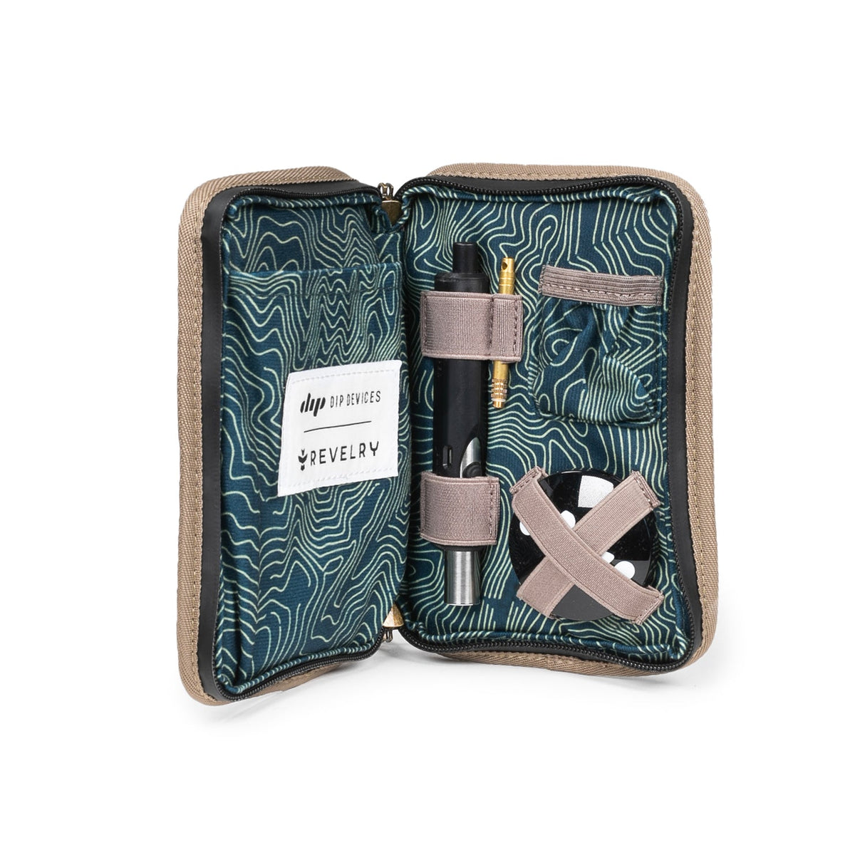 Revelry Supply The Dab Kit open view showing compartments and dab tools