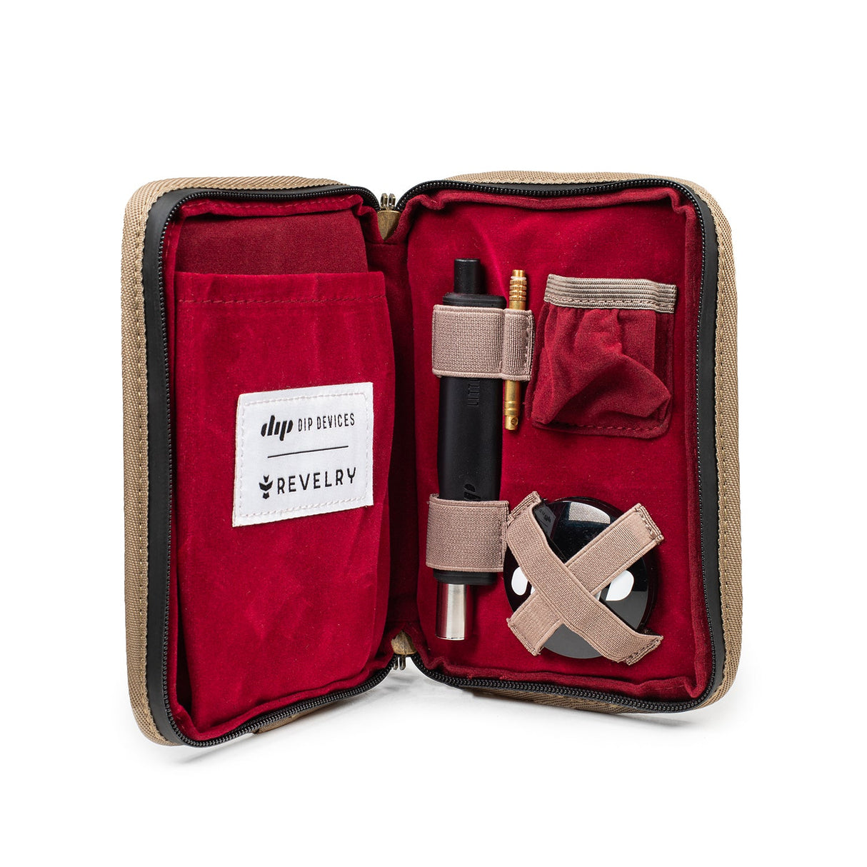 Revelry Supply - The Dab Kit Smell Proof Kit open view with tools and compartments