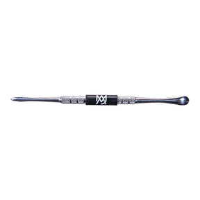 MJ Arsenal Stainless Steel Dab Tool with textured grip and sleek design, front view on white background