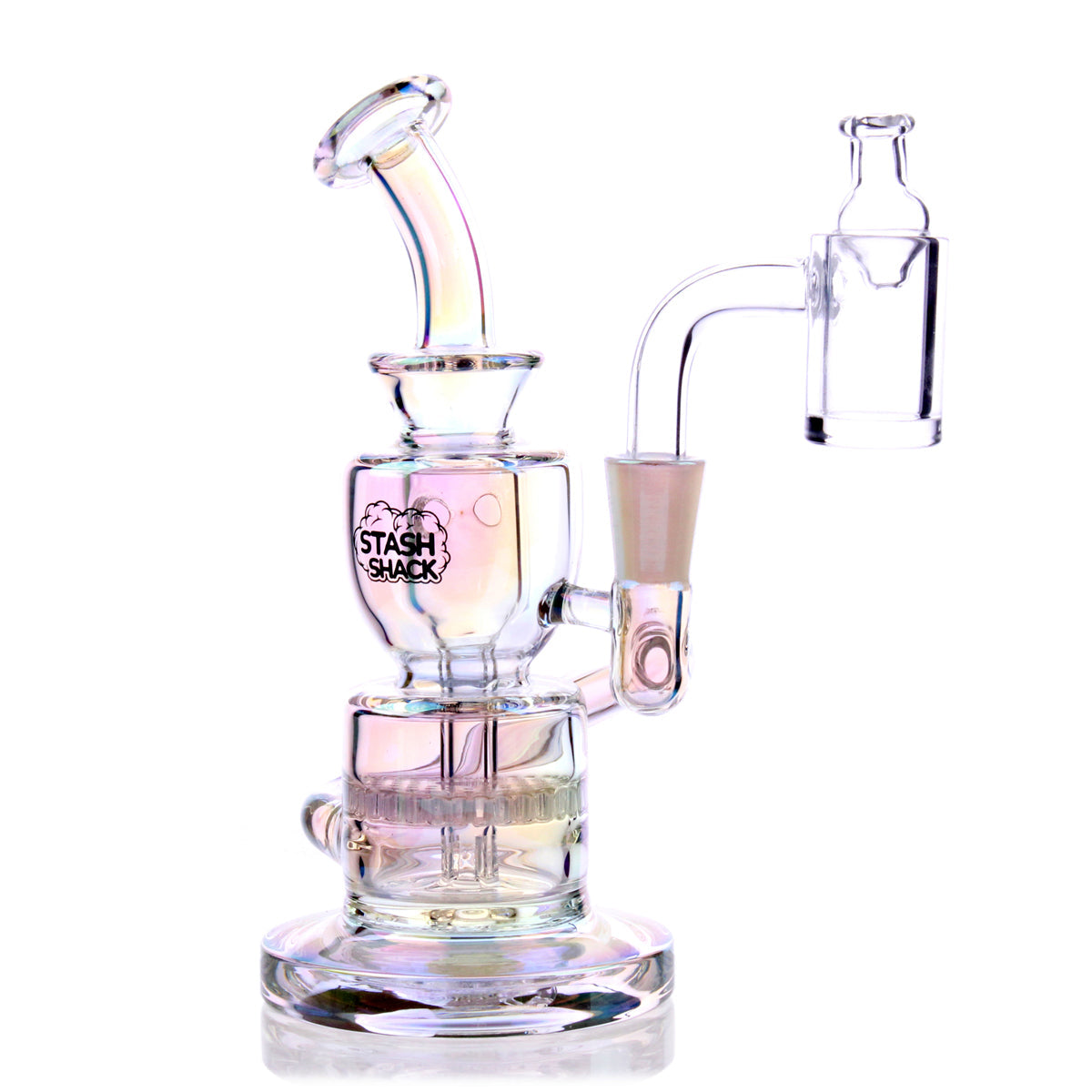 Dahlia Mini Rig by The Stash Shack, 5.5" with Honeycomb Percolator, Front View on White