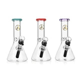 Ritual Smoke 8" Beaker Bongs with American Color Accents in Teal, Crimson, Purple - Front View