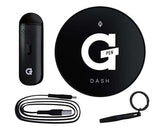 G Pen Dash Vaporizer kit with USB cable and loading tool on a white background
