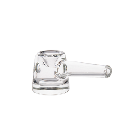 MJ Arsenal Deco Hand Pipe with Clear Glass, Side View on Seamless White Background