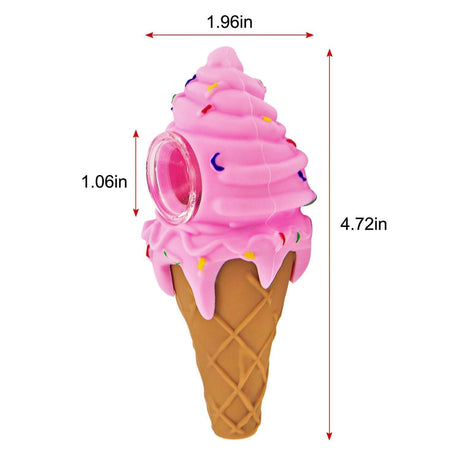 PILOT DIARY Silicone Ice Cream Pipe front view with dimensions, easy to clean design