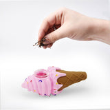 PILOT DIARY Silicone Ice Cream Pipe in Pink - Handheld View with Herb