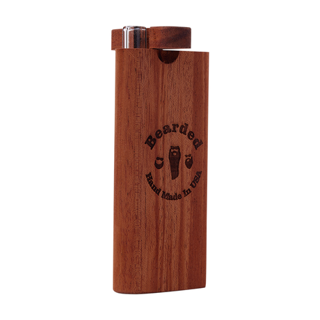 Bearded Distribution Classic Wood Chillum Dugout with Glass Pipe, African Mahogany, Front View