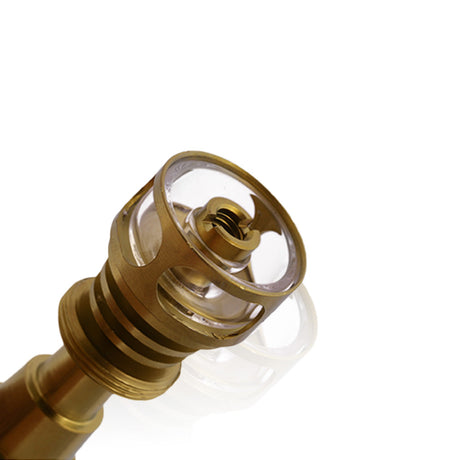 Honeybee Herb Titanium 6 in 1 Cage Hybrid Dab Nail for E-Rigs, angled close-up on white