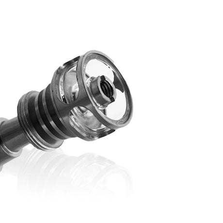 Honeybee Herb Titanium 6 in 1 Cage Hybrid Dab Nail, Silver, Angled Close-up