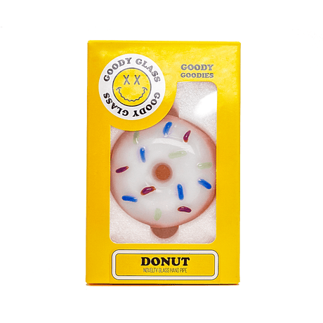 Goody Glass Donut Hand Pipe with Sprinkles - Front View in Packaging