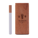 Bearded Distribution Slide-Top Wooden Dugout with Glass One-Hitter, Front View, USA Made