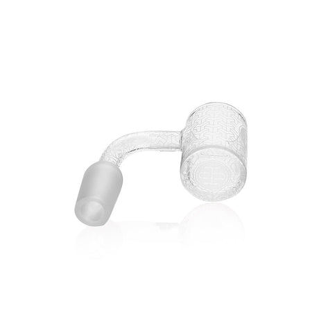 High Society Sol Single Weld Etched Quartz Banger - Clear, Side View on White Background