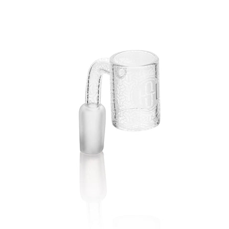 High Society Etched Quartz Banger for Dab Rigs, 90 Degree Male Joint, 14mm, Clear View
