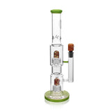 High Society Gemini Wig Wag Waterpipe in Green with Deep Bowl - Front View