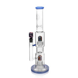 High Society Gemini Wig Wag Waterpipe in Blue with Clear Glass and Side View