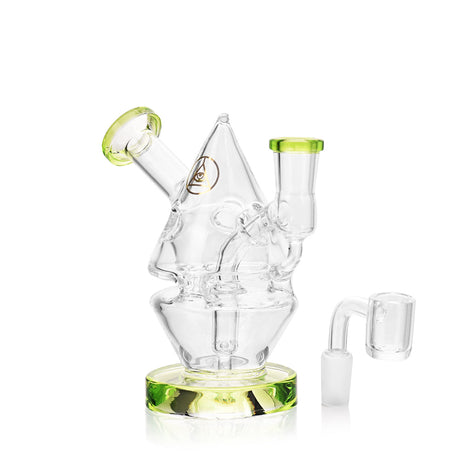 Ritual Smoke Water Bender Fab Cone Rig in Lime Green with Quartz Banger - Front View