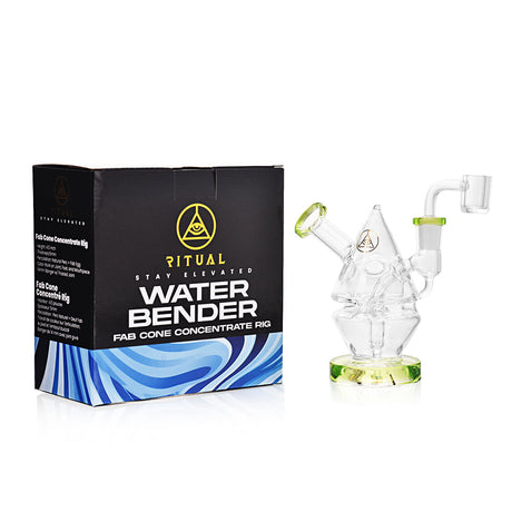 Ritual Smoke Water Bender Fab Cone Rig in Lime Green with Packaging, Front View