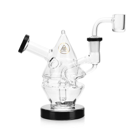 Ritual Smoke Water Bender Fab Cone Rig in Black with intricate glasswork, front view on white background