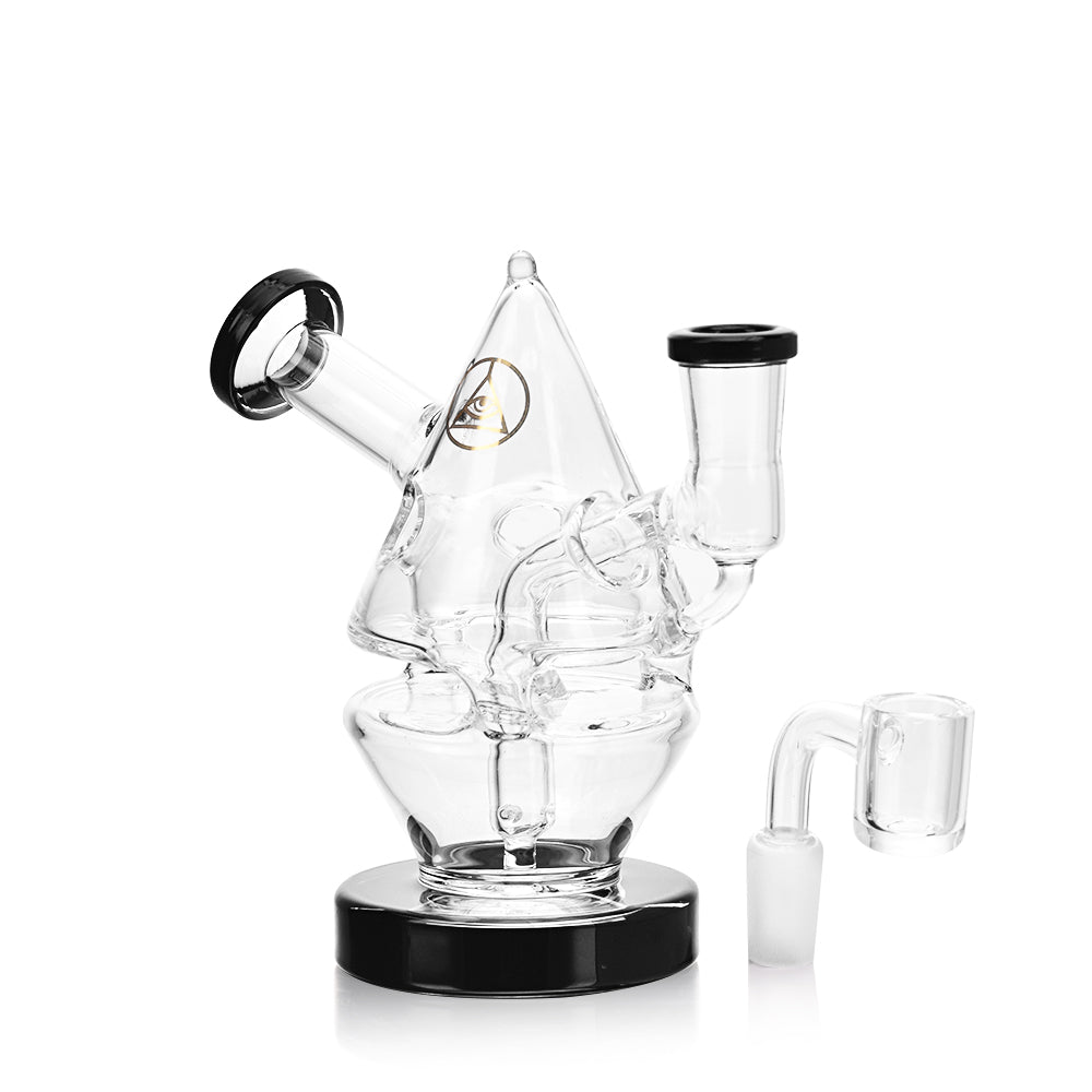 Ritual Smoke Water Bender Fab Cone Rig with Black Accents, Front View on White Background
