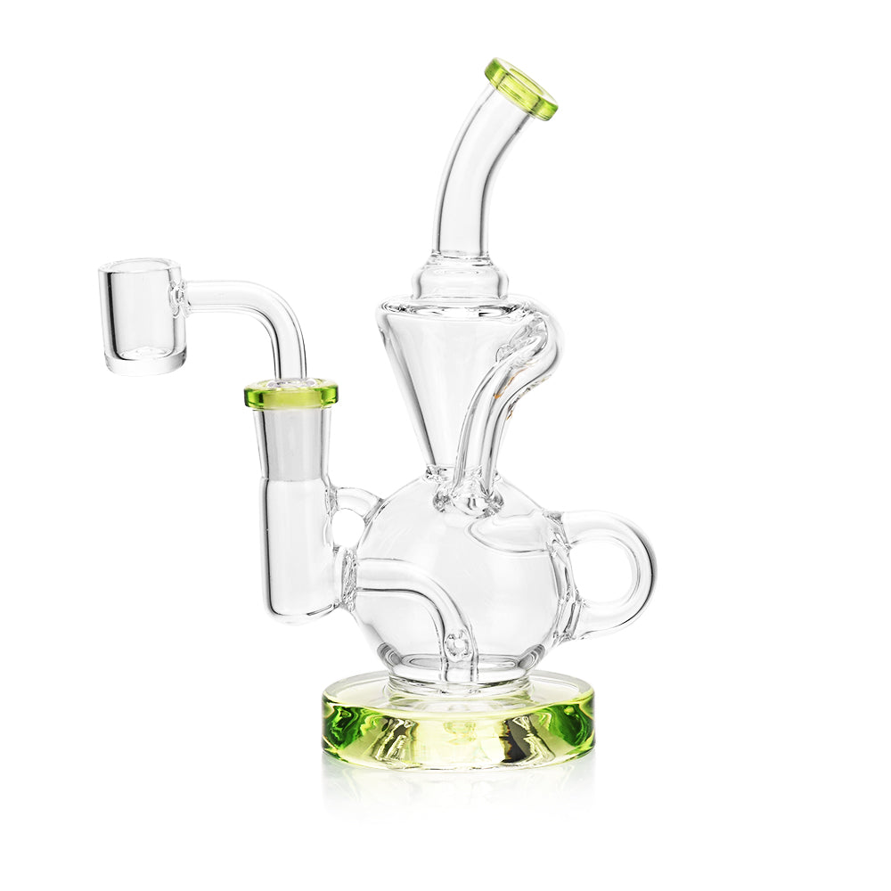 Ritual Smoke Air Bender Bubble-Cycler Rig in Lime Green with Clear Glass, Front View