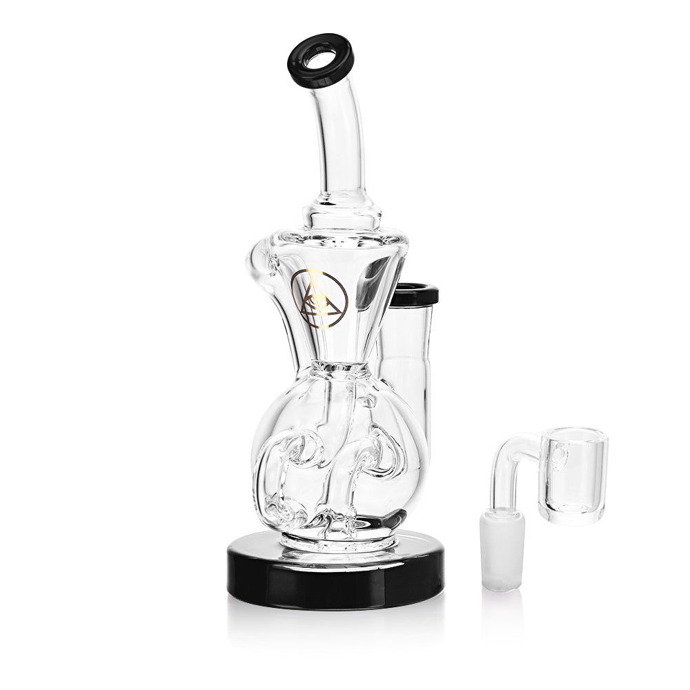 Ritual Smoke Air Bender Bubble-Cycler Rig in Black with Quartz Banger, Front View