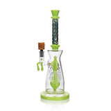 High Society Jupiter Wig Wag Waterpipe in Slime Green with intricate glasswork, front view