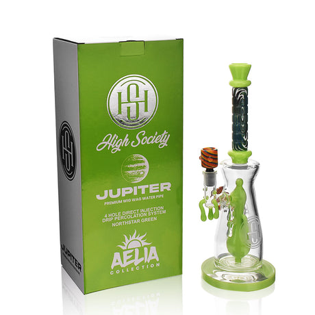 High Society Jupiter Wig Wag Waterpipe in Slime Green with Packaging