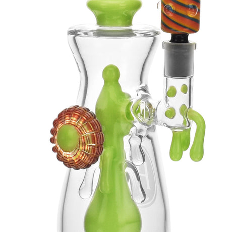 High Society Jupiter Wig Wag Waterpipe in Slime Green with Intricate Glasswork