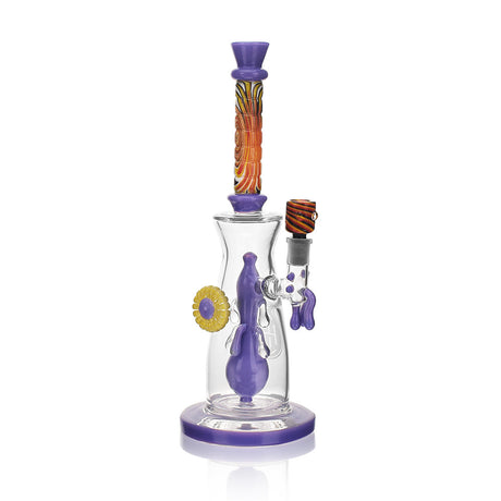 High Society Jupiter Premium Wig Wag Waterpipe in Slime Purple with intricate glasswork, front view on white background