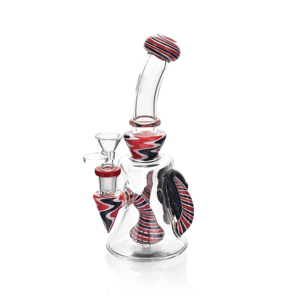 High Society Tulu Wig Wag Concentrate Rig in Red & Black with angled neck and deep bowl