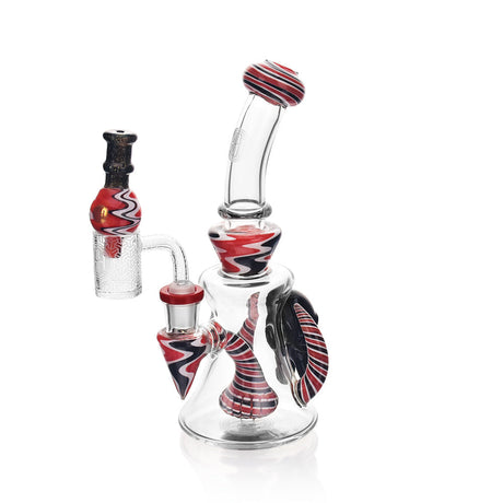 High Society Tulu Premium Wig Wag Concentrate Rig in Red & Black with intricate glasswork, front view