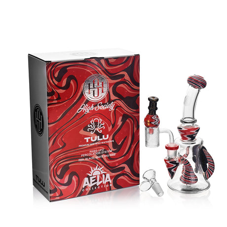 High Society Tulu Wig Wag Concentrate Rig in Red & Black with Box, Front View