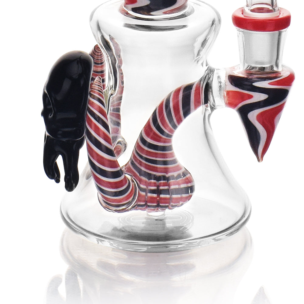 High Society Tulu Wig Wag Concentrate Rig in Red & Black with Intricate Glasswork