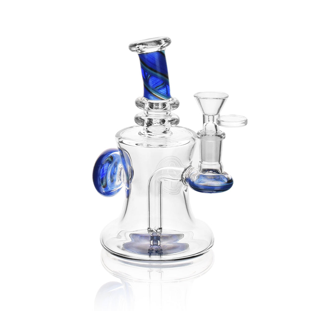 High Society Astara Blue Wig Wag Concentrate Rig with Intricate Glasswork - Front View