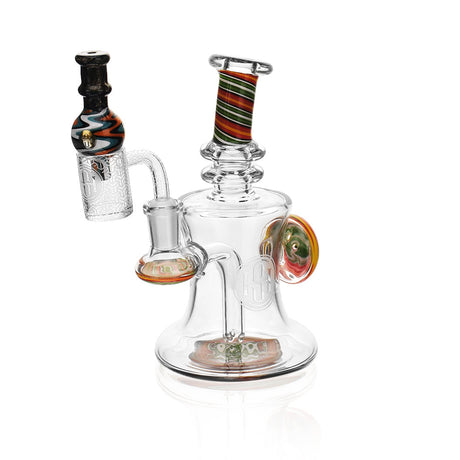 High Society Astara Wig Wag Concentrate Rig with intricate Miami color scheme, front view on white background