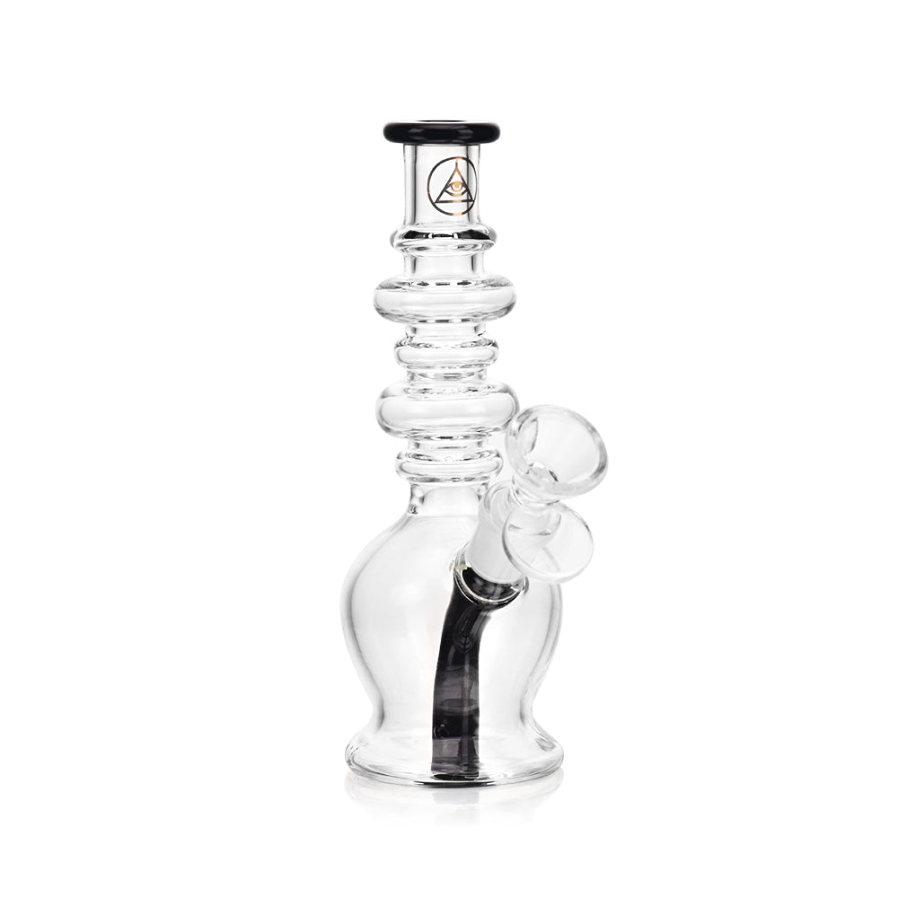 Ritual Smoke Ripper Bubbler in Black with sleek design and logo, front view on white background