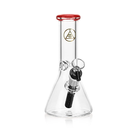 Ritual Smoke 8" Beaker Bong with Crimson Accents Front View on White Background