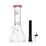 Ritual Smoke 8" Daily Driver Beaker with Crimson Accents and Logo - Front View