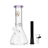 Ritual Smoke 8" Beaker Bong with Purple Accents and Logo Front View