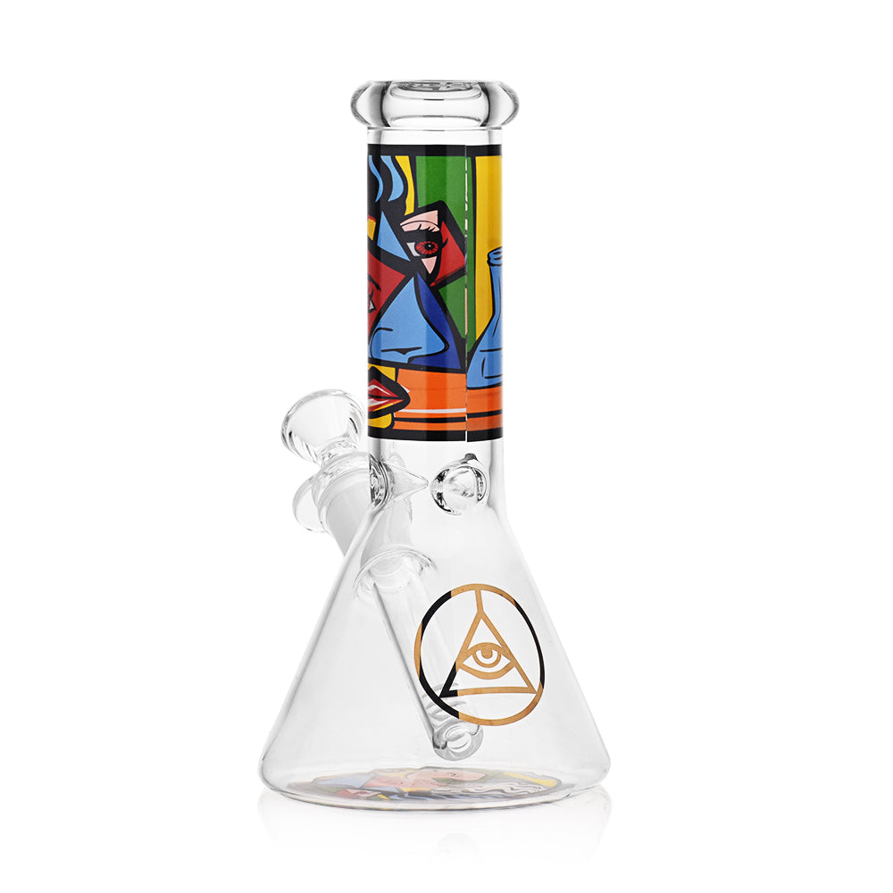 Ritual Smoke - Atomic Pop 8" Glass Beaker Bong with Colorful Artwork - Front View