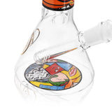Ritual Smoke Atomic Pop 8" Glass Beaker with Colorful Lips Design - Close-up Side View