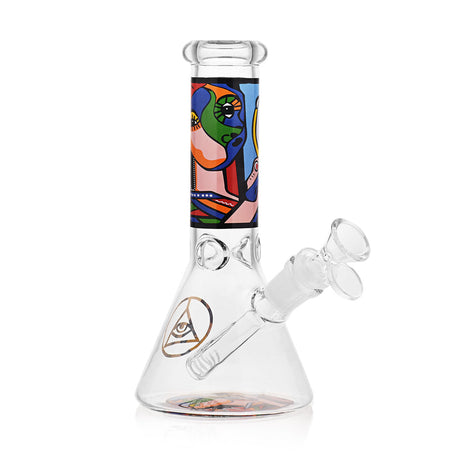 Ritual Smoke Atomic Pop 8" Glass Beaker - Whisper with vibrant artwork, front view on white background