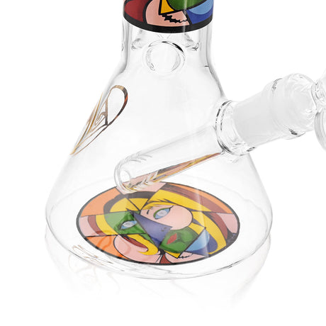 Ritual Smoke Atomic Pop 8" Glass Beaker with Blue Eyes Design - Angled View