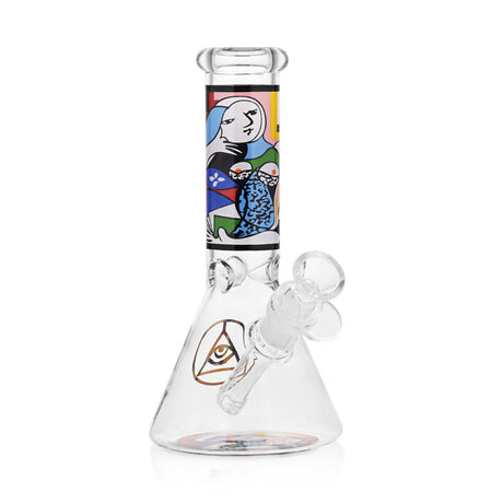 Ritual Smoke Atomic Pop 8" Glass Beaker with Artistic Design - Front View